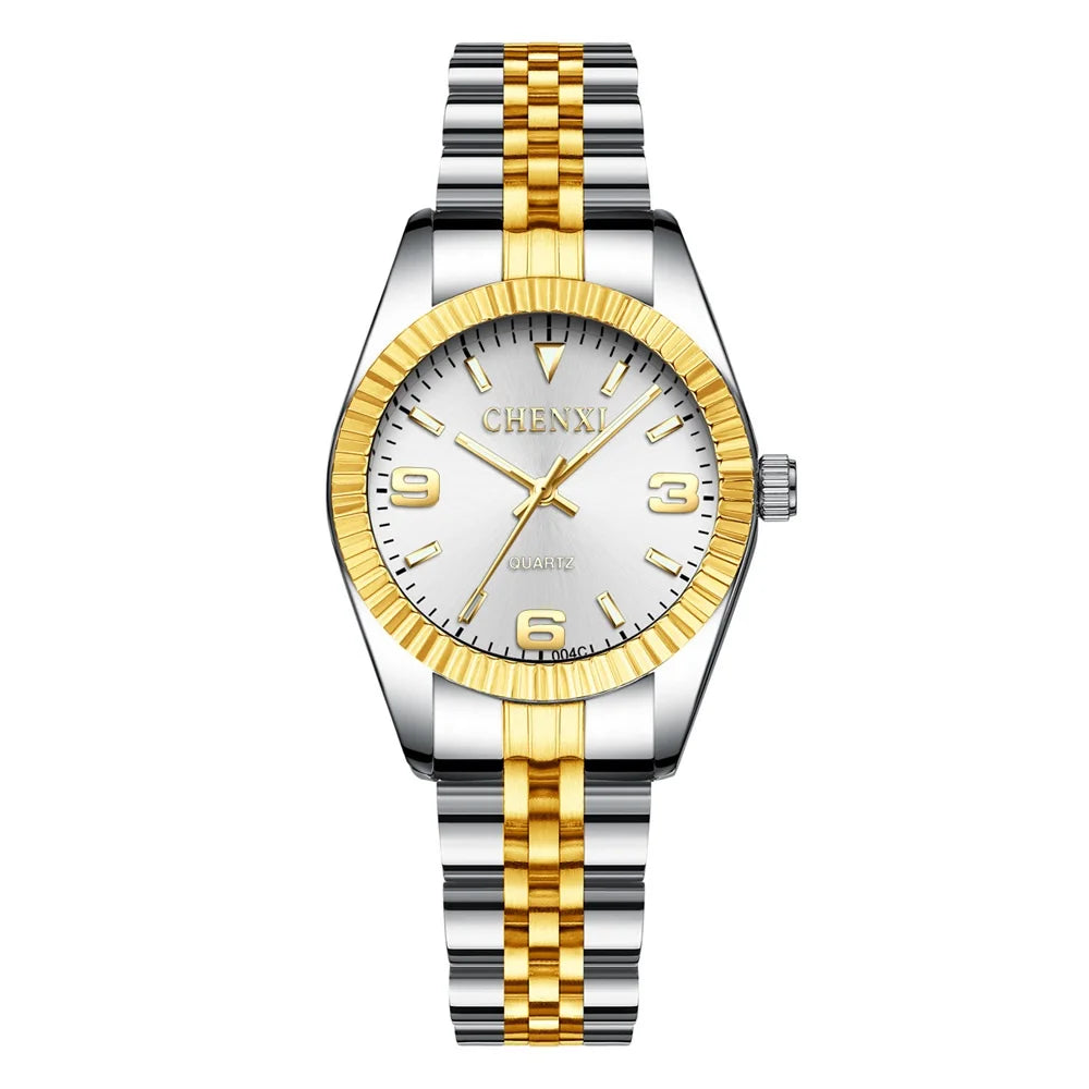 Brand Top Luxury Ladies Golden Watch for Women Clock Female Women'S Dress Rhinestone Quartz Waterproof Wristwatches