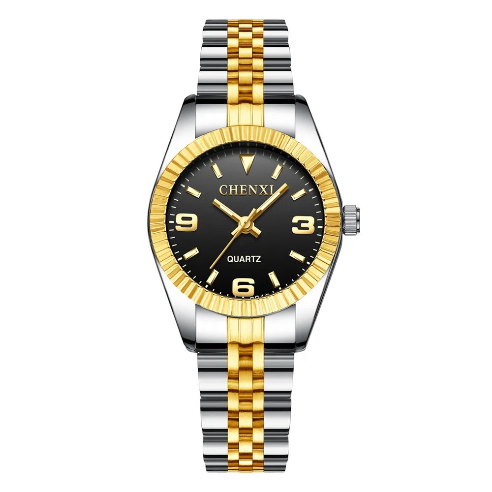 Brand Top Luxury Ladies Golden Watch for Women Clock Female Women'S Dress Rhinestone Quartz Waterproof Wristwatches