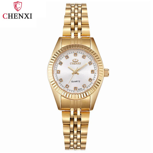 Brand Top Luxury Ladies Golden Watch for Women Clock Female Women'S Dress Rhinestone Quartz Waterproof Wristwatches