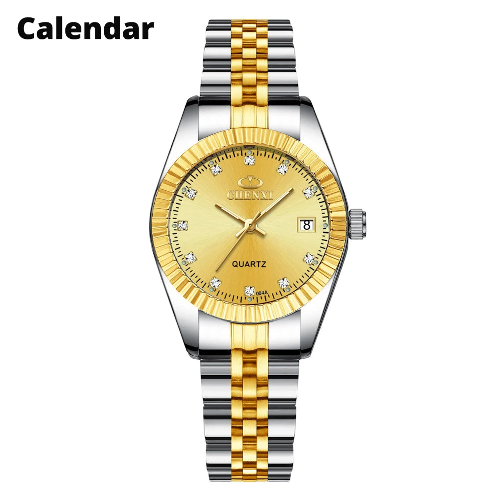 Brand Top Luxury Ladies Golden Watch for Women Clock Female Women'S Dress Rhinestone Quartz Waterproof Wristwatches