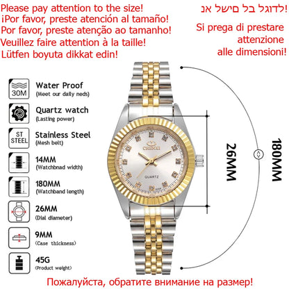 Brand Top Luxury Ladies Golden Watch for Women Clock Female Women'S Dress Rhinestone Quartz Waterproof Wristwatches