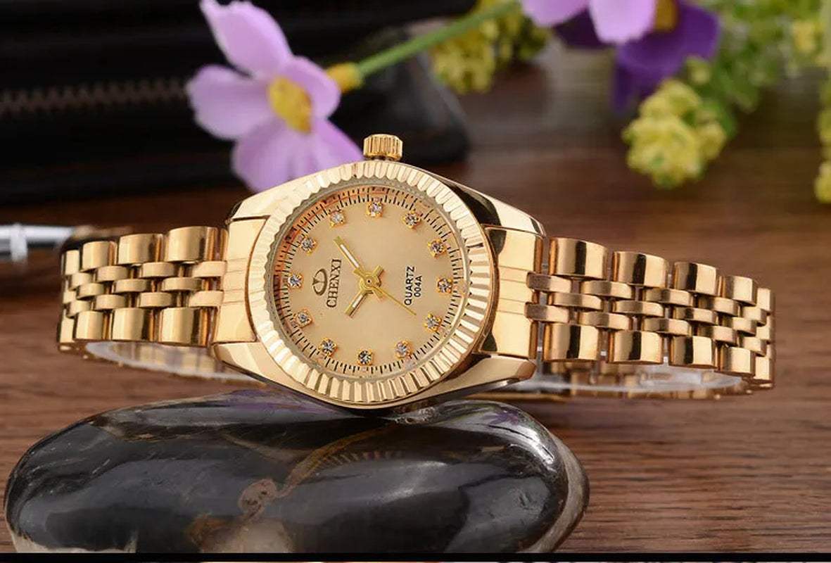 Brand Top Luxury Ladies Golden Watch for Women Clock Female Women'S Dress Rhinestone Quartz Waterproof Wristwatches