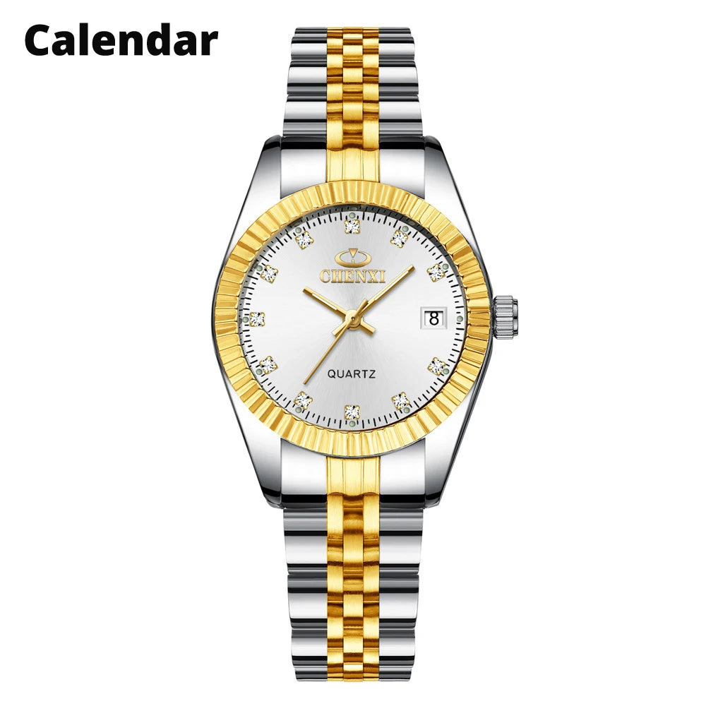 Brand Top Luxury Ladies Golden Watch for Women Clock Female Women'S Dress Rhinestone Quartz Waterproof Wristwatches