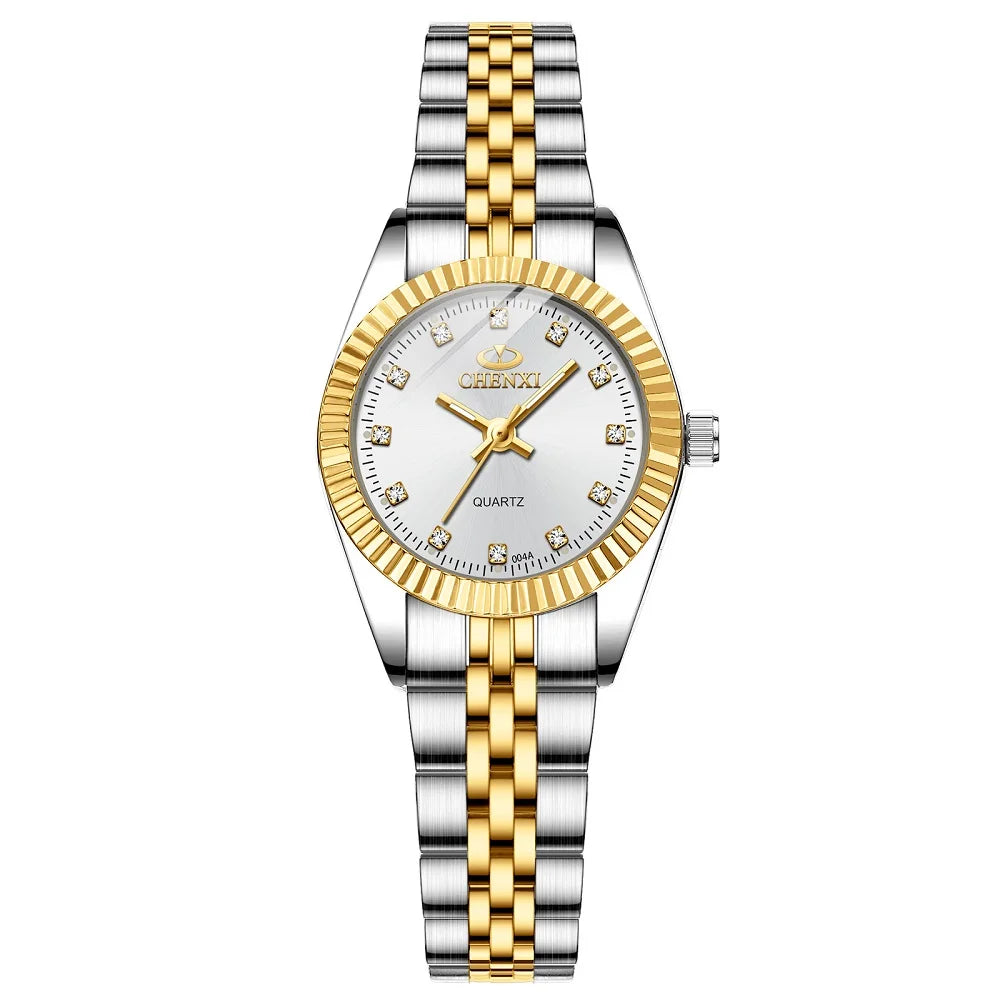 Brand Top Luxury Ladies Golden Watch for Women Clock Female Women'S Dress Rhinestone Quartz Waterproof Wristwatches