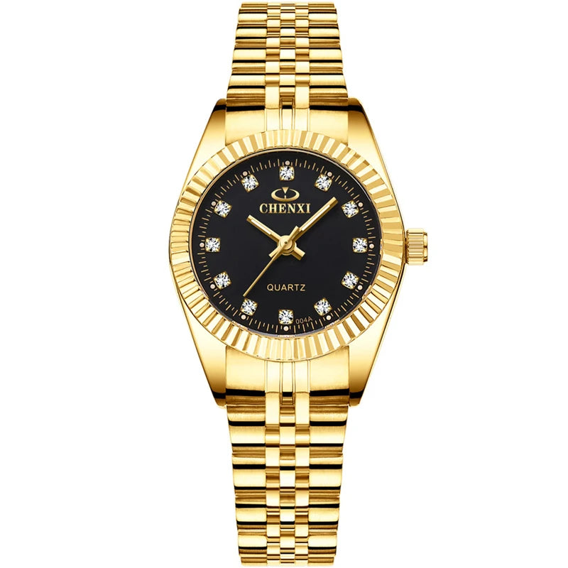Brand Top Luxury Ladies Golden Watch for Women Clock Female Women'S Dress Rhinestone Quartz Waterproof Wristwatches