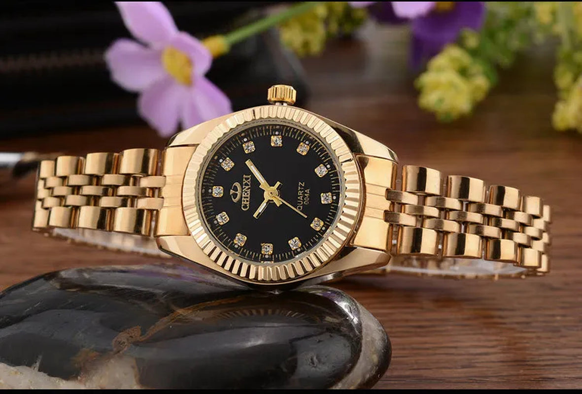 Brand Top Luxury Ladies Golden Watch for Women Clock Female Women'S Dress Rhinestone Quartz Waterproof Wristwatches