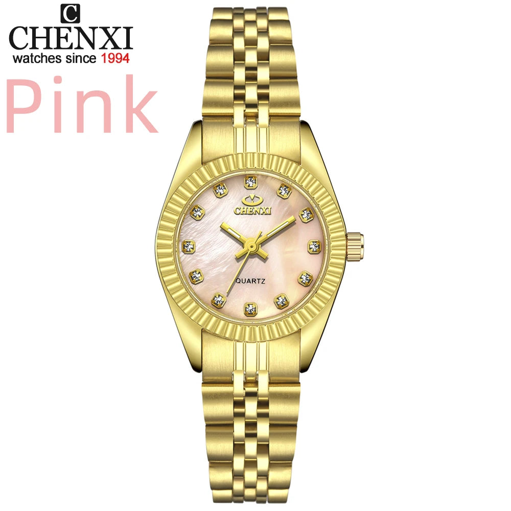 Brand Top Luxury Ladies Golden Watch for Women Clock Female Women'S Dress Rhinestone Quartz Waterproof Wristwatches